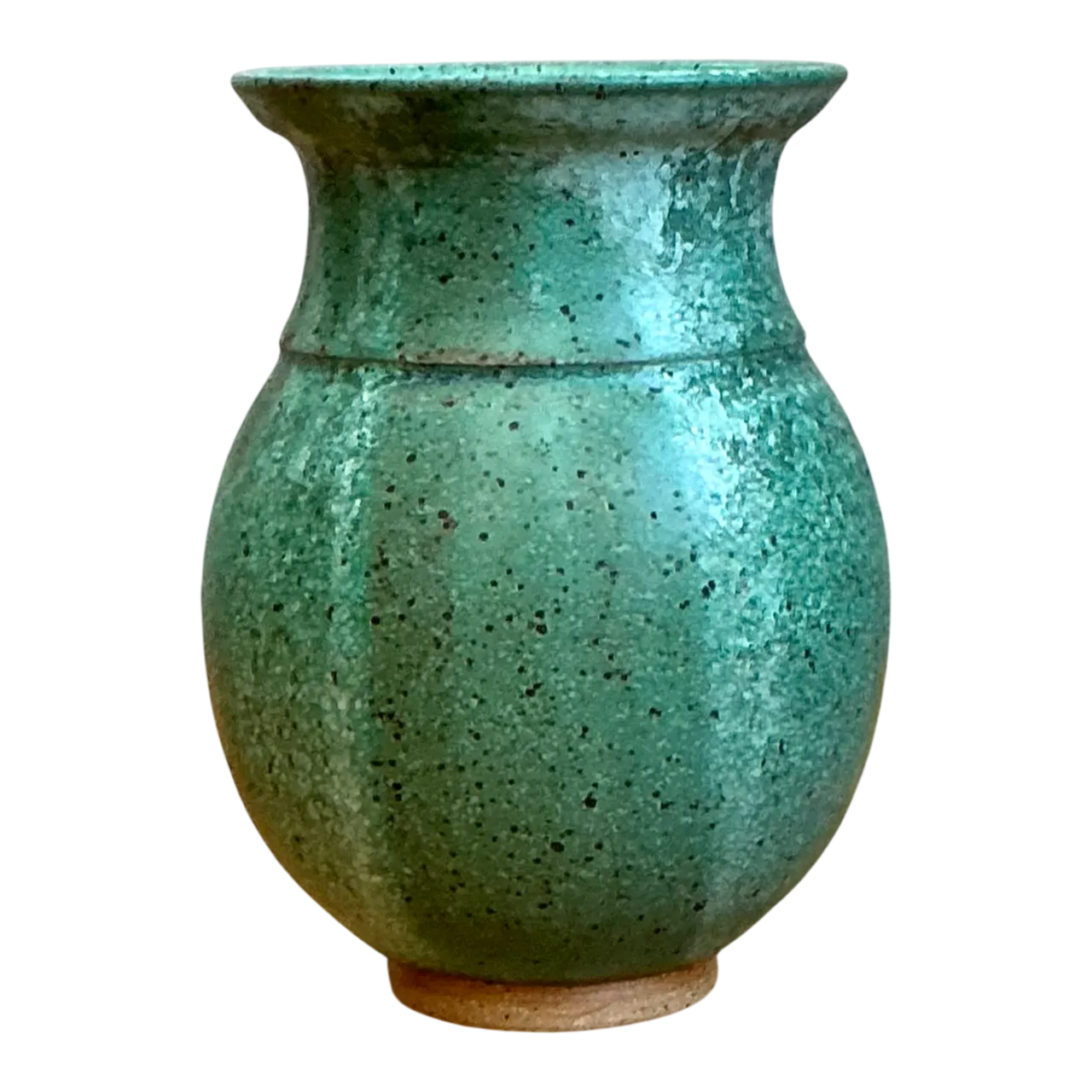 Vintage Speckled Green Ceramic Vase