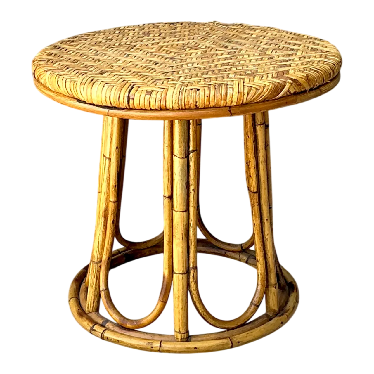 Vintage Woven Rattan Accent Table