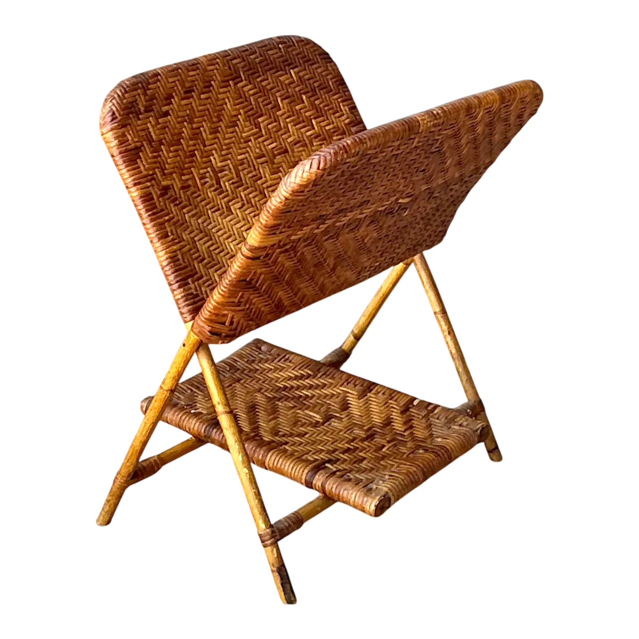 Vintage Rattan Folding Newspaper Holder