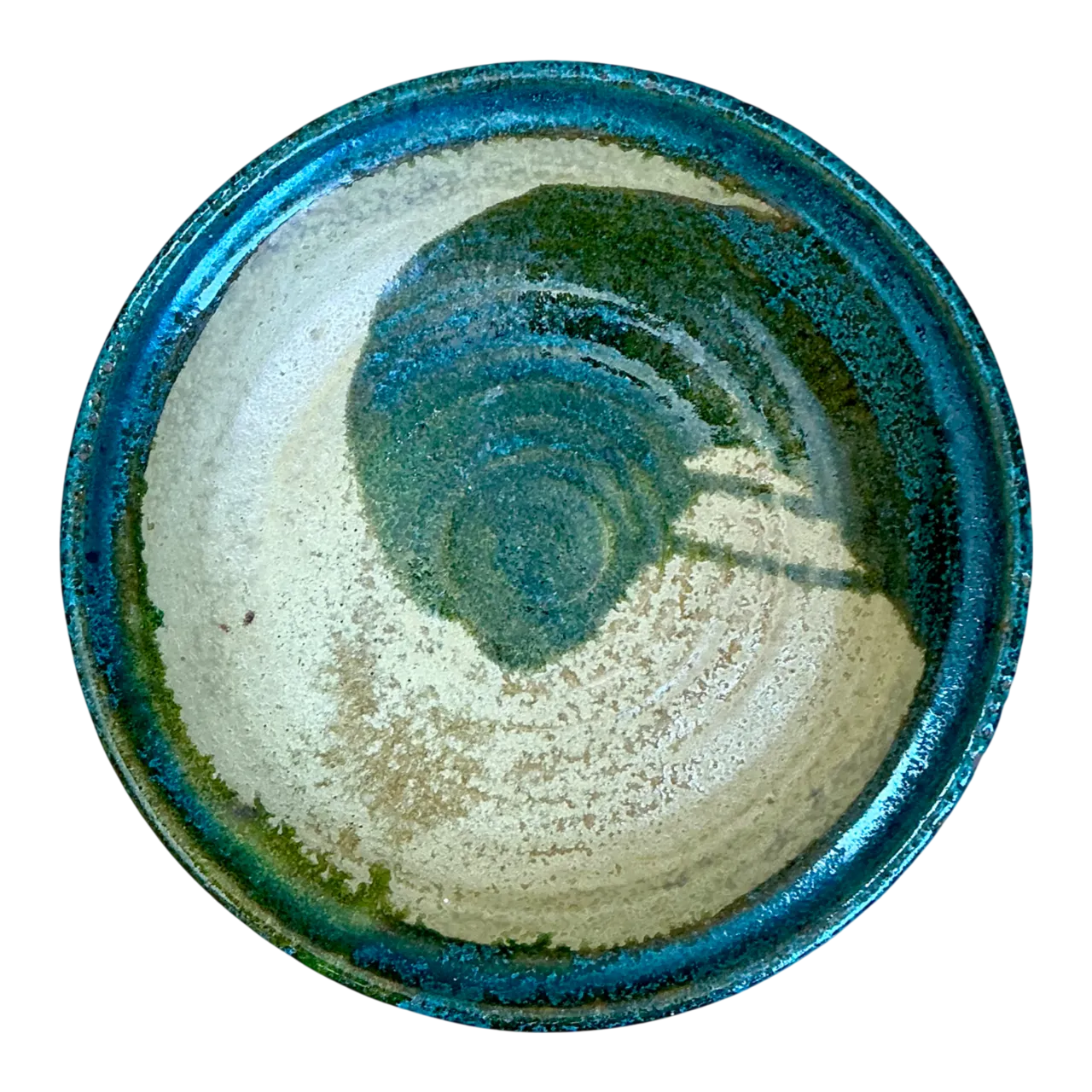 Vintage Abstract Glazed Pottery Bowl