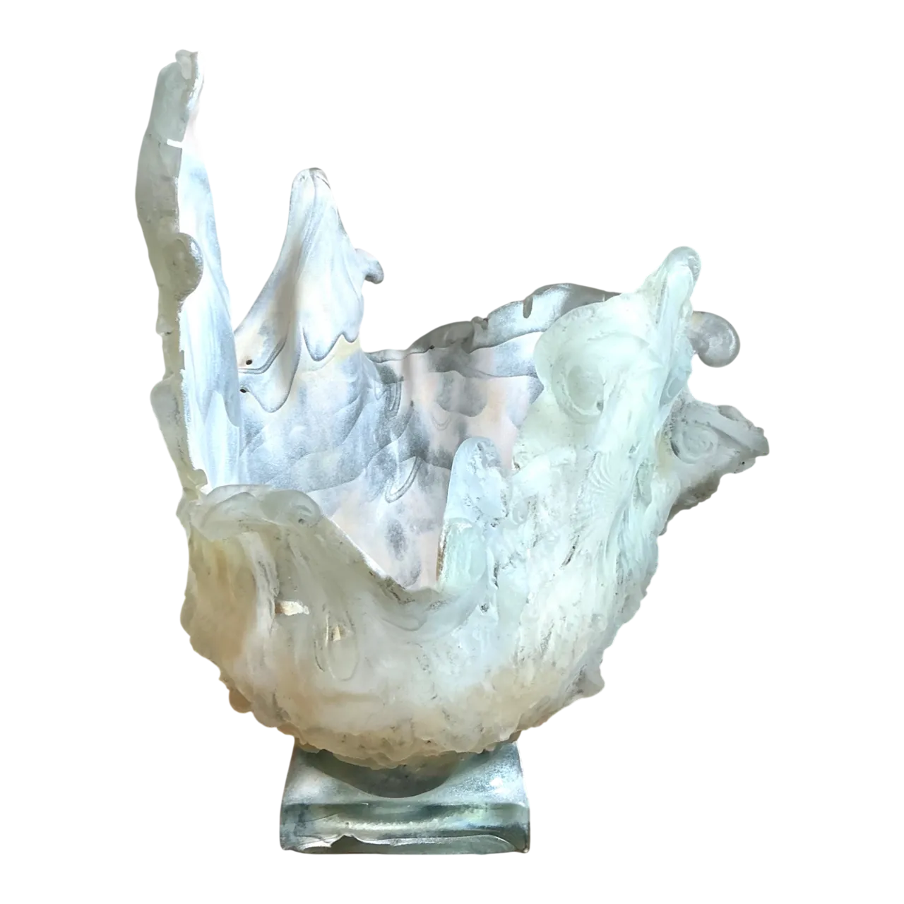 Vintage Monumental Biomorphic Sculptural Glass Bowl