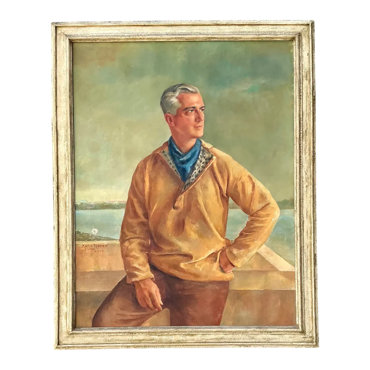 Monumental 1947 Zofia Tomek Framed Portrait Painting