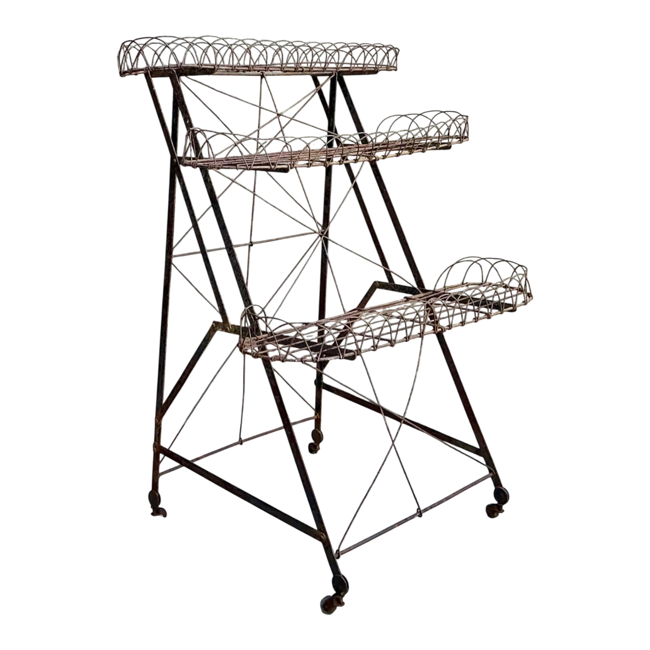 Vintage Three-Tier Wire Plant Stand