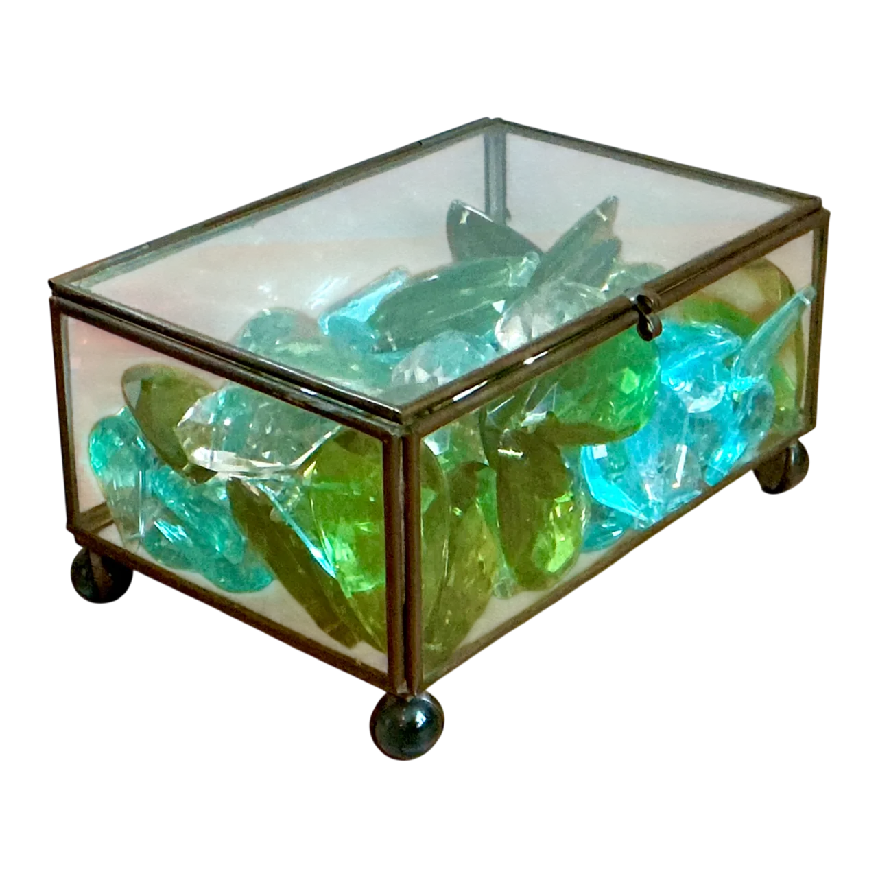 Retro Glass Display Box with Crystal And Resin Prisms