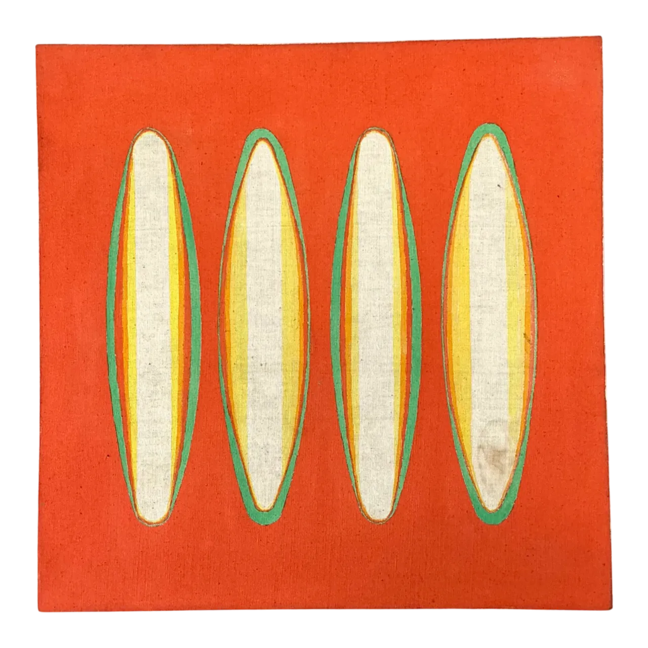 Vintage Geometric Abstract Painting On Canvas