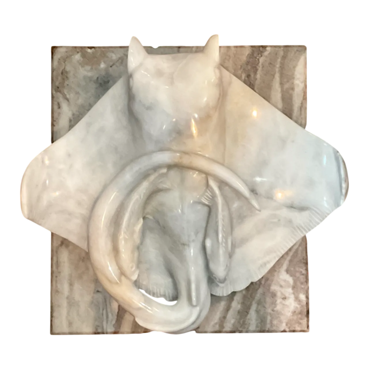 Vintage Carrera Marble Stingray Sculpture