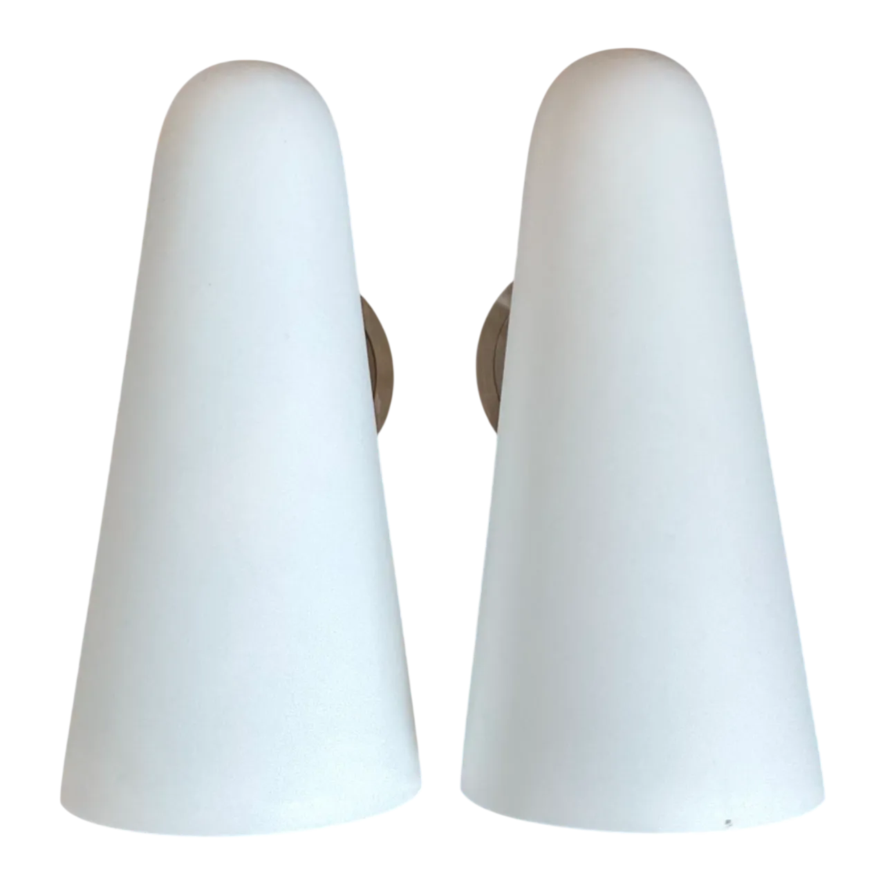 Vintage Frosted Glass Cone Wall Sconces - A Pair