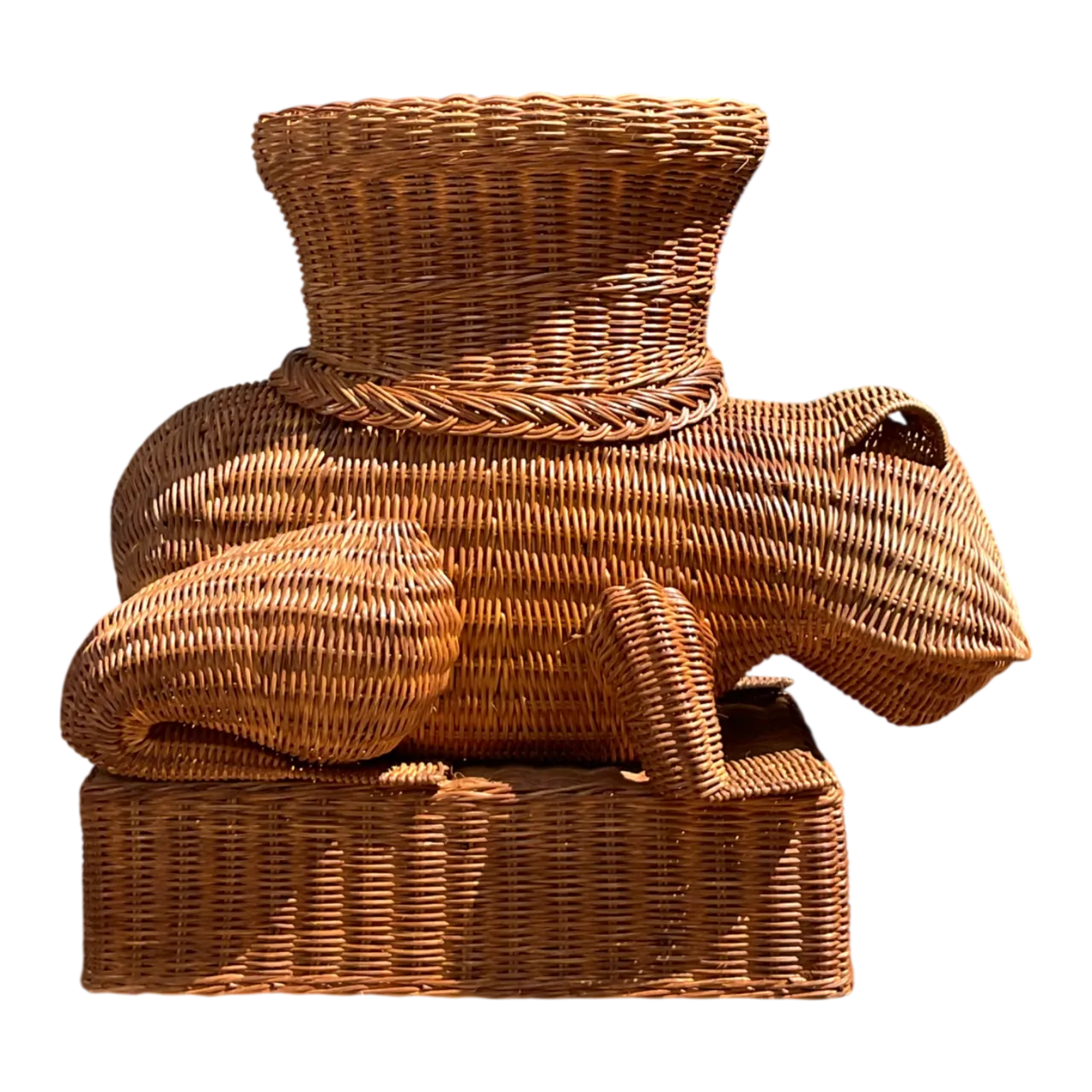 Vintage Woven Rattan Frog Table