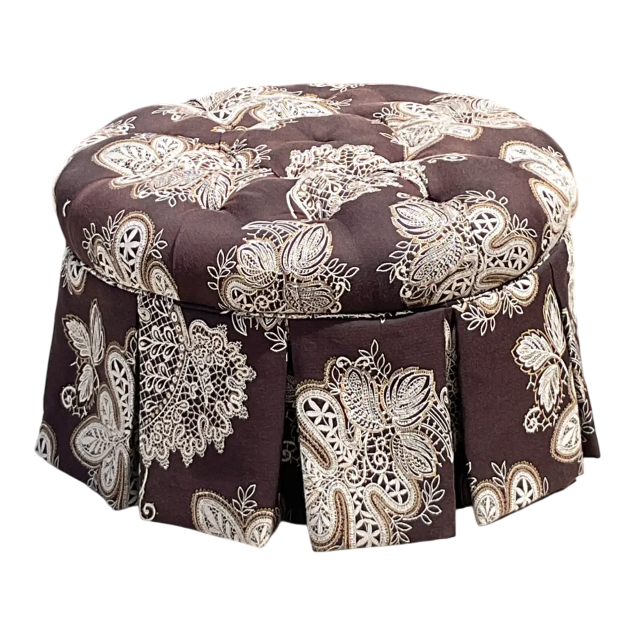 Vintage Paisley Tufted Ottoman