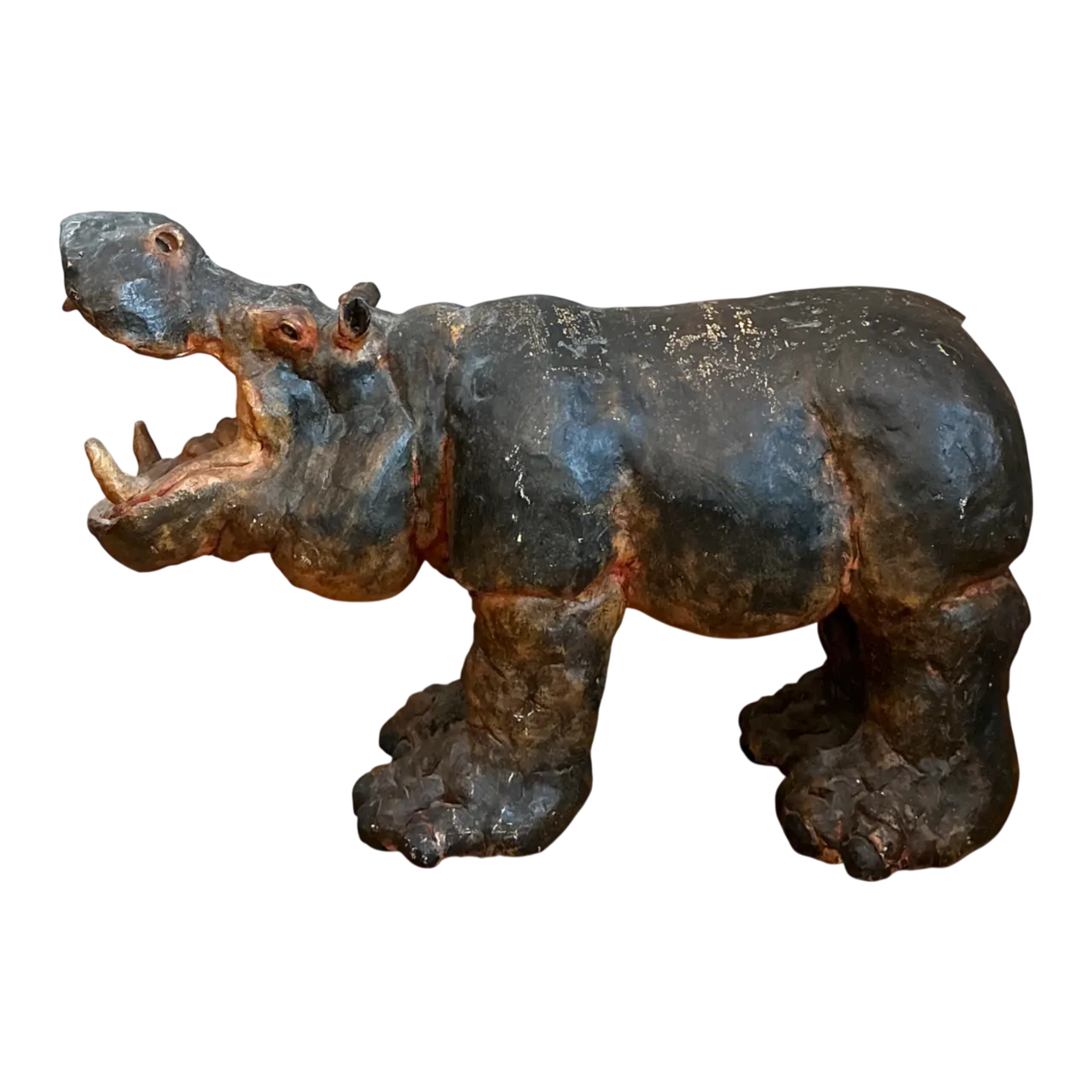Vintage Boho Slab Built Ceramic Hippo