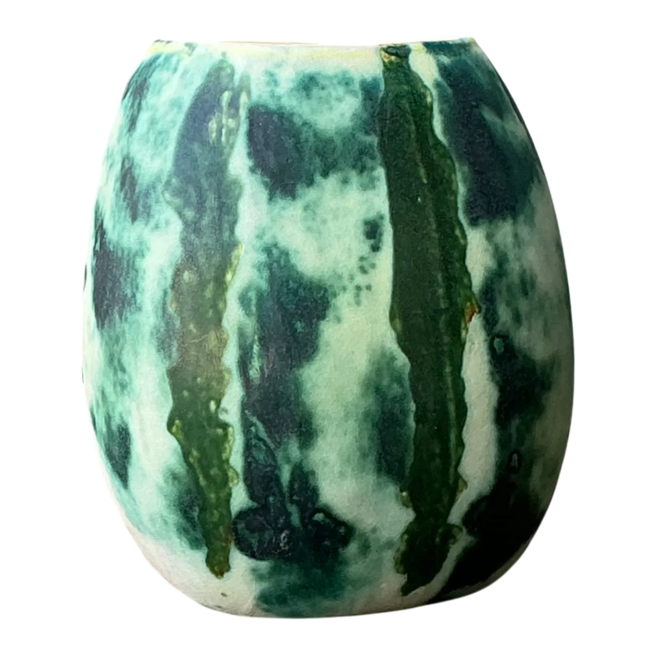 Vintage Green Abstract Ceramic Vase