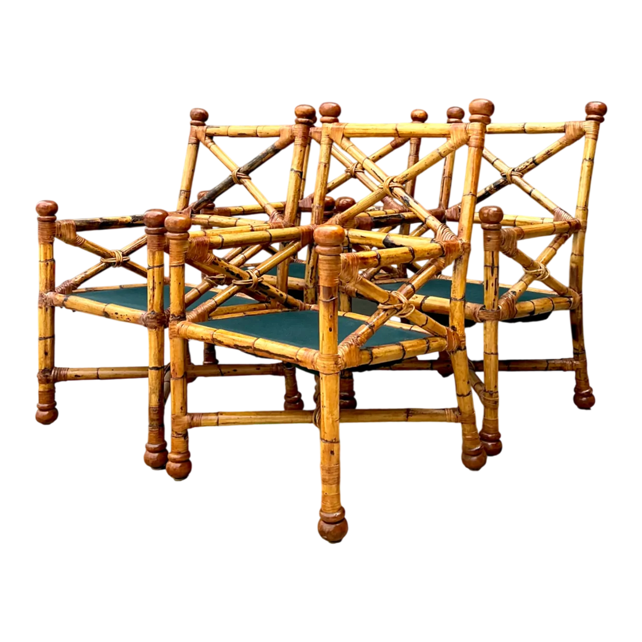 Vintage Bamboo X-Backdining Chairs - Set of 4