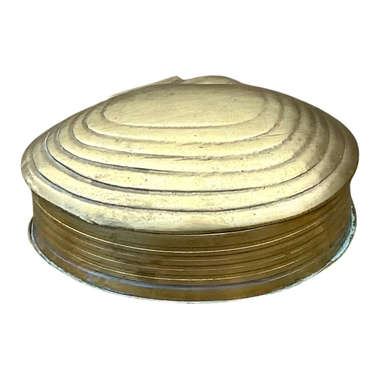 Vintage Clamshell Brass Trinket Box