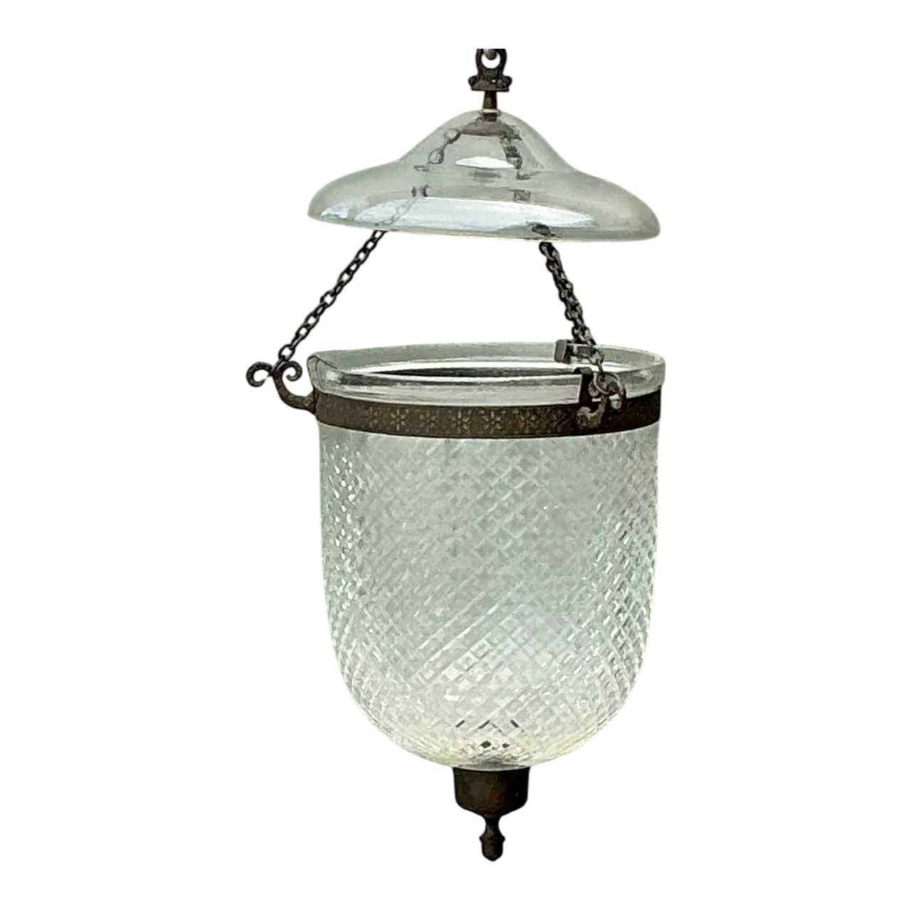 Vintage Diamond Cut Crystal Bell Jar Lantern