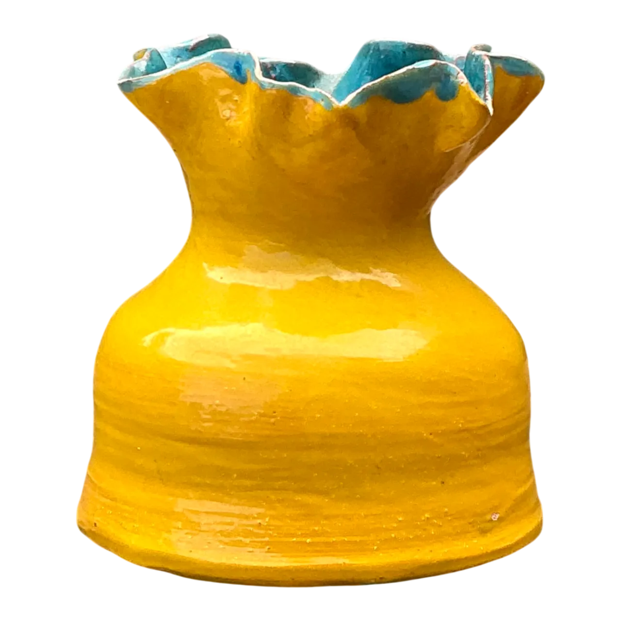 Vintage Hand Crafted Studio Pottery Ruffle Vase