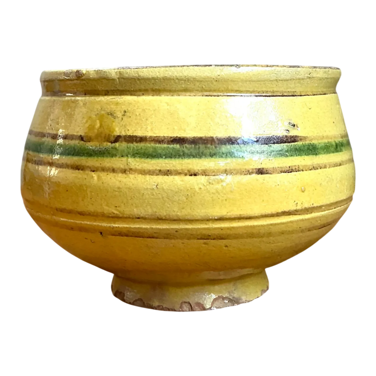 Vintage Striped Earthenware Decorative Bowl