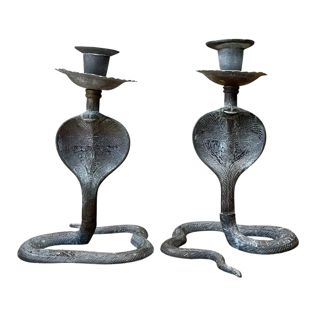Vintage Cobra Form Metal Candle Holders