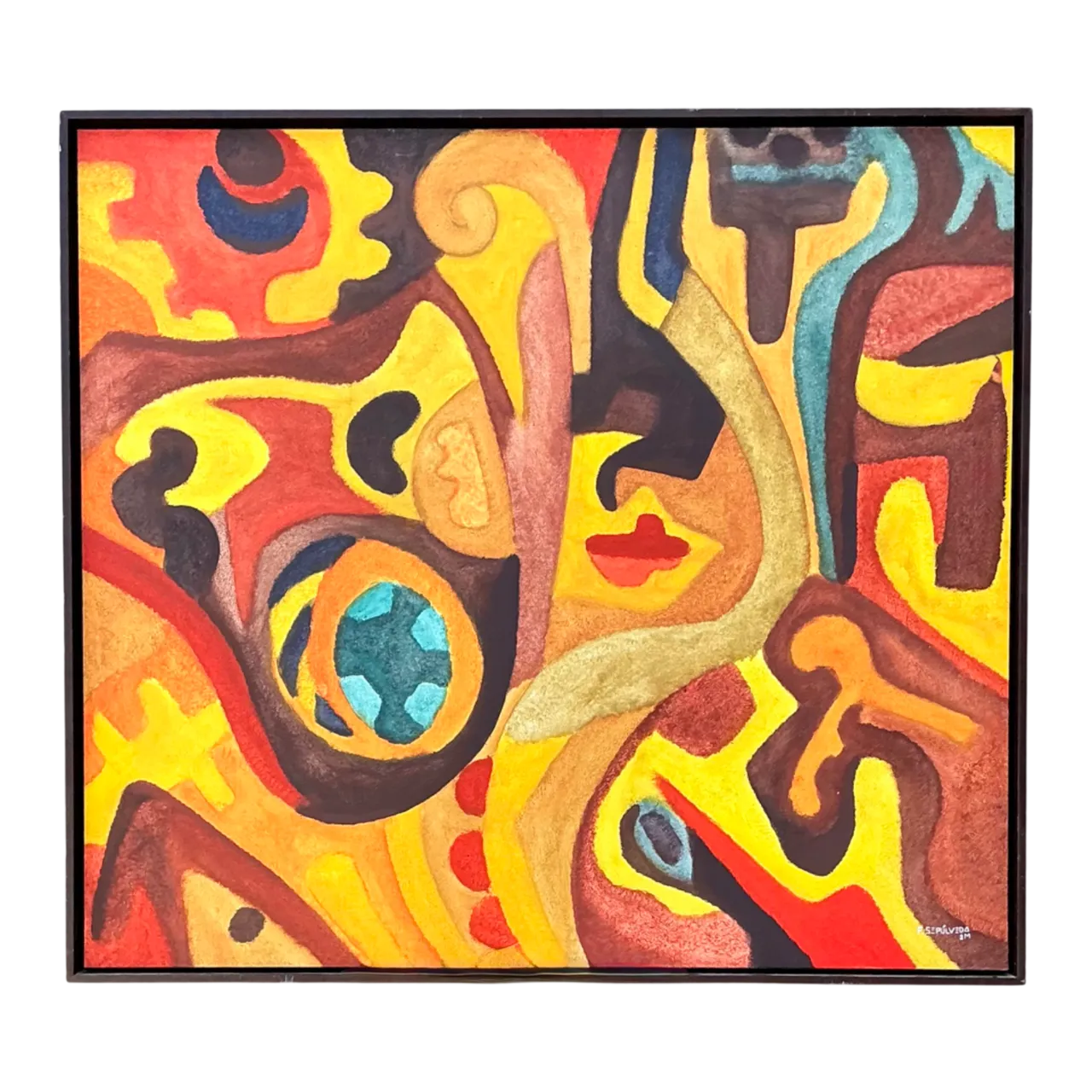 Vintage Original Abstract Oil On Canvas