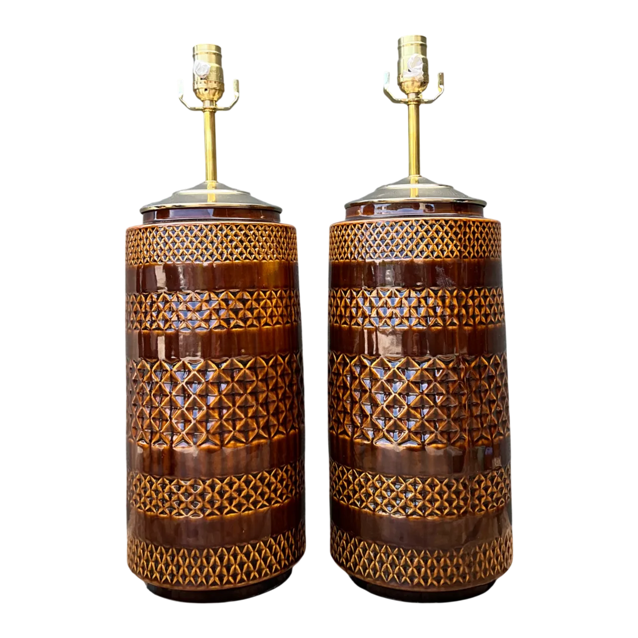 Vintage Geometric Pattern Ceramic Lamps