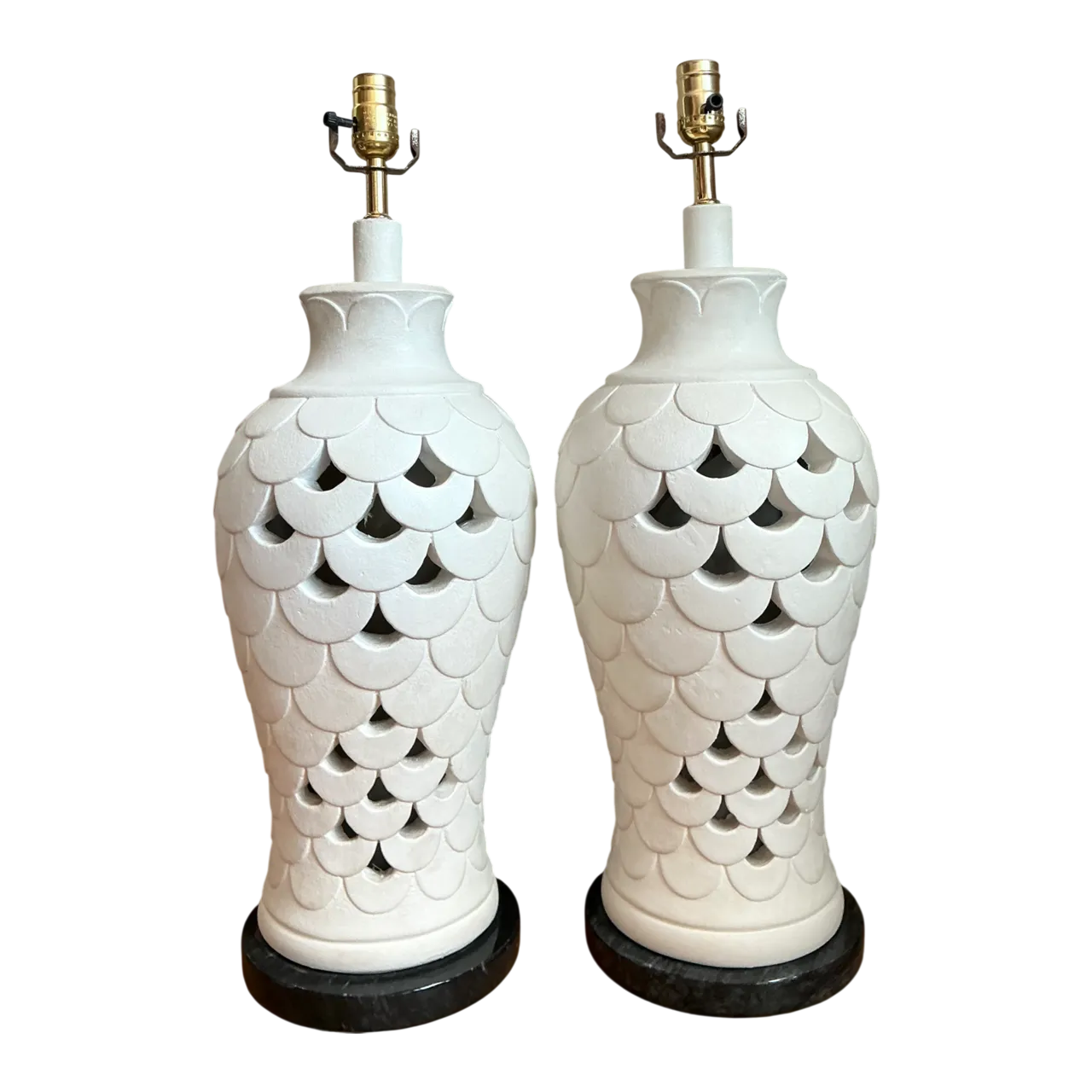 Vintage Scalloped Ceramic Table Lamps