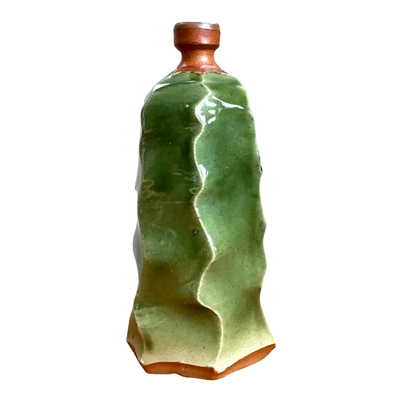 Vintage Green Sculptural Ceramic Vase
