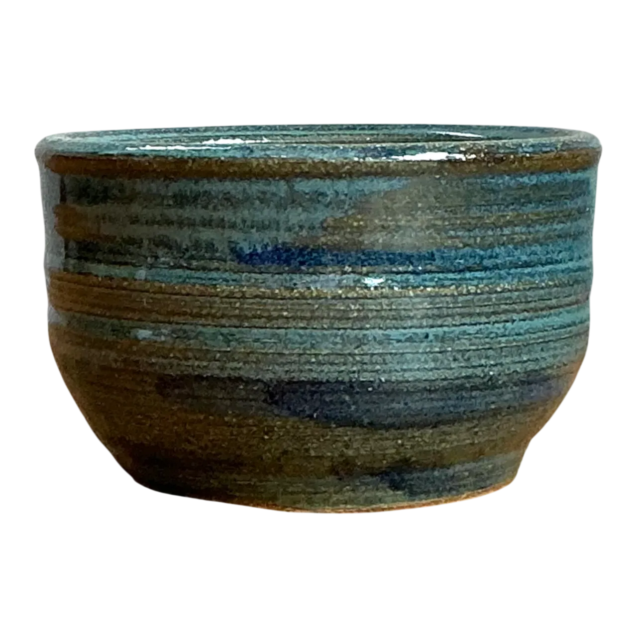 Vintage Blue Glazed Pottery Bowl