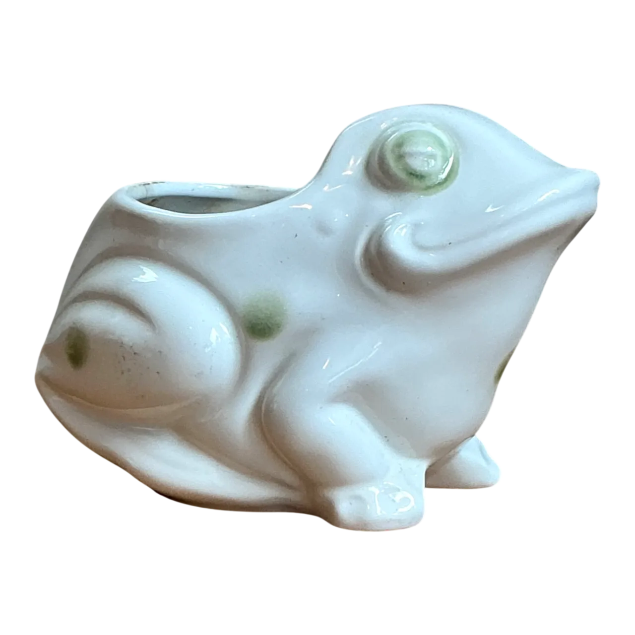 Vintage White Frog Ceramic Planter