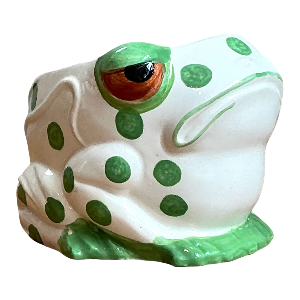 Vintage Green Polka Dot Frog Planter