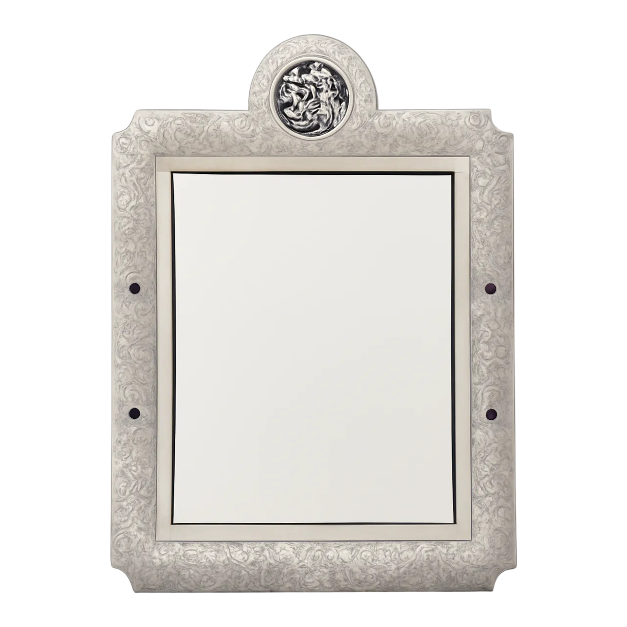 Vintage Silver Decorative Table Mirror with Jeweled Embellishments