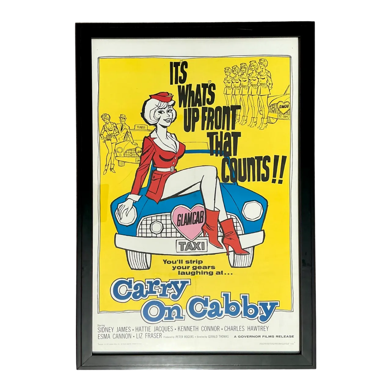 Vintage 1960s Carry On Cabby Movie Poster