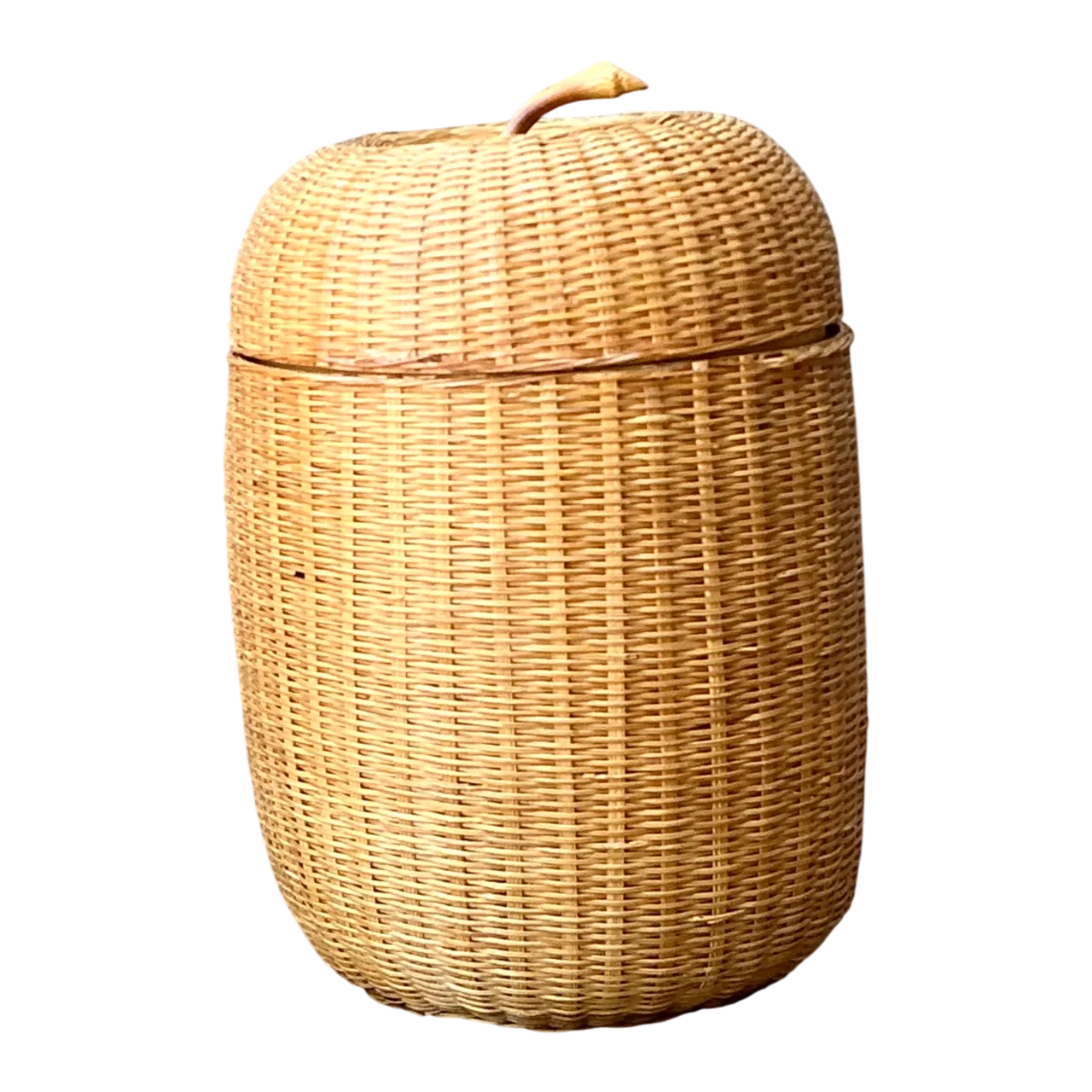 Vintage Woven Rattan Lidded Basket
