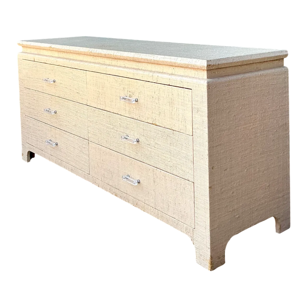 Vintage Grasscloth and Lucite Dresser