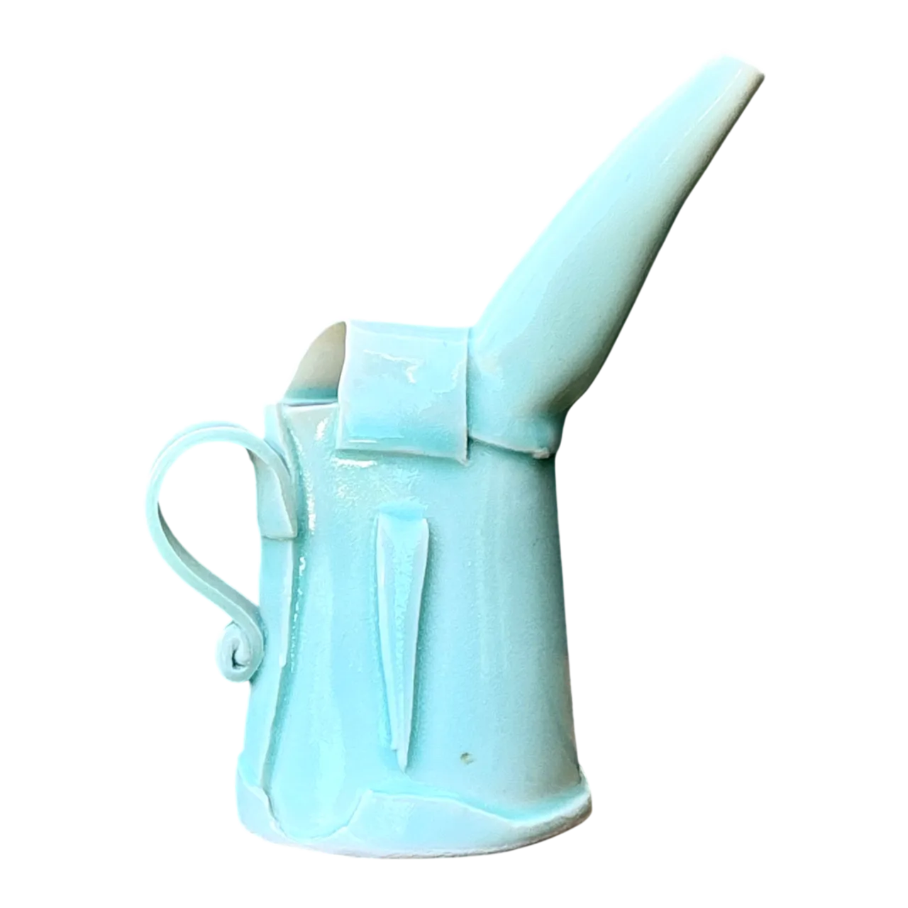 Vintage Aqua Abstract Ceramic Pitcher