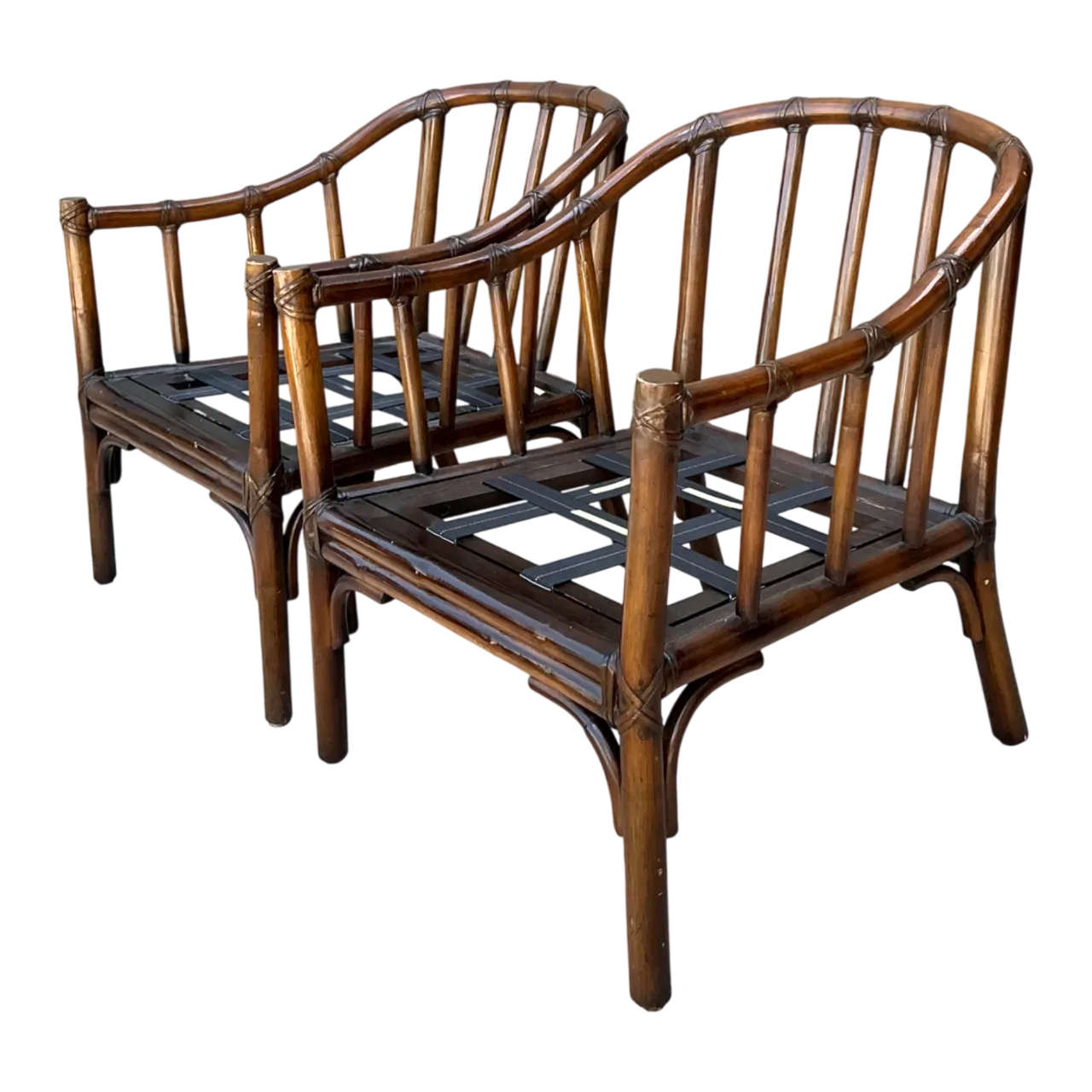 Vintage McGuire Rattan Lounge Chairs - A Pair