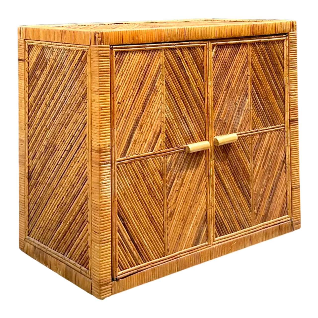 Vintage Rattan Chevron Cabinet