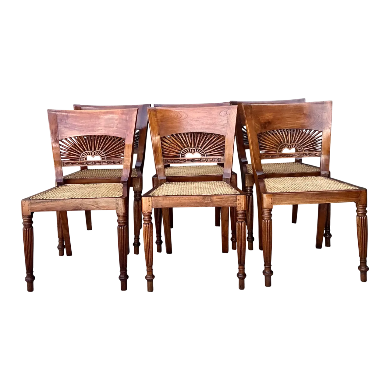 Vintage Bauer Wood and Cane Dining Chairs - Set of 6