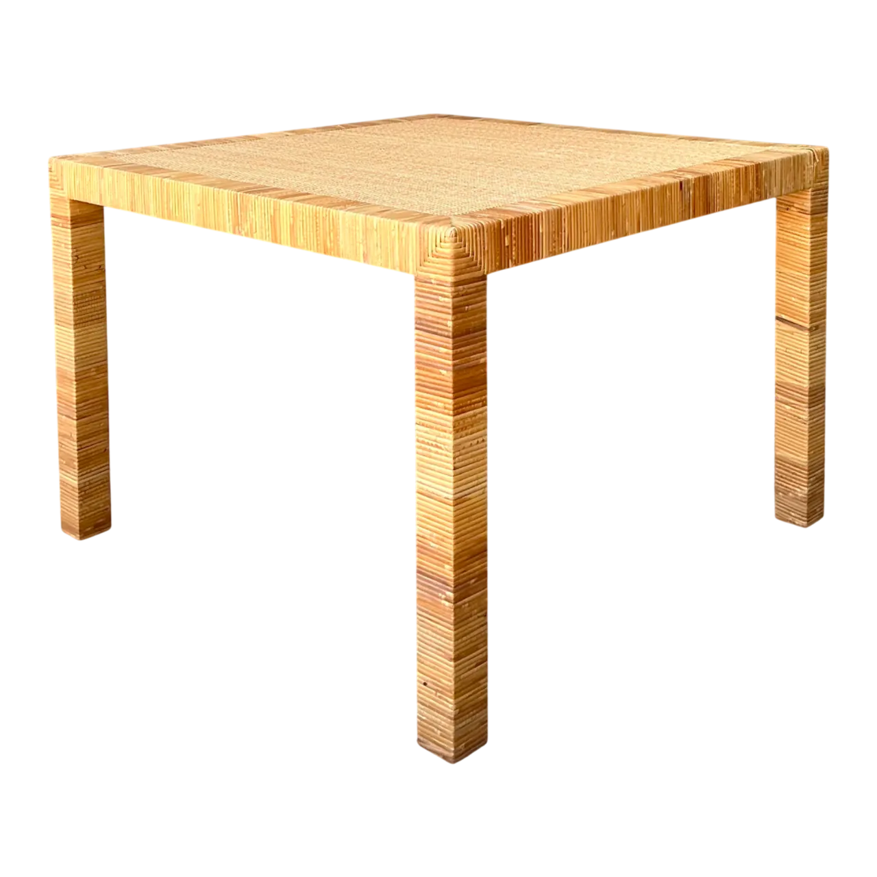 Vintage Bielecky Brothers Rattan Square Side Table