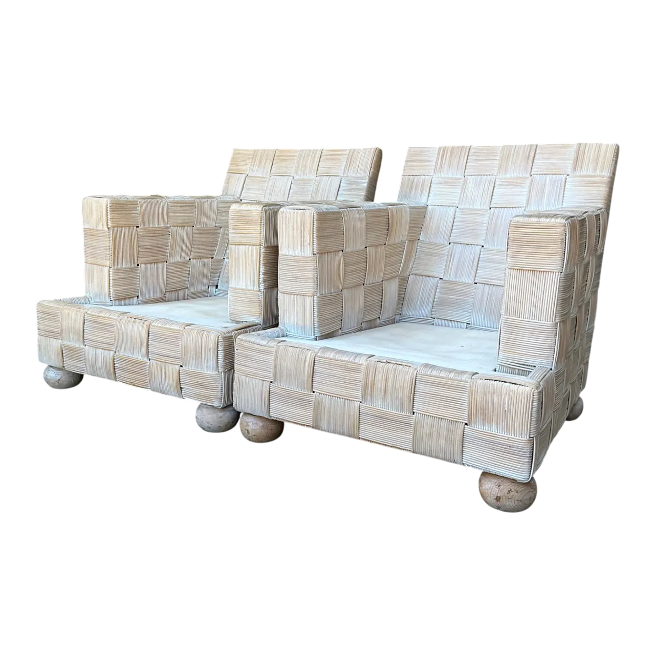 Vintage Woven Rattan Sofa After John Hutton For Donghia