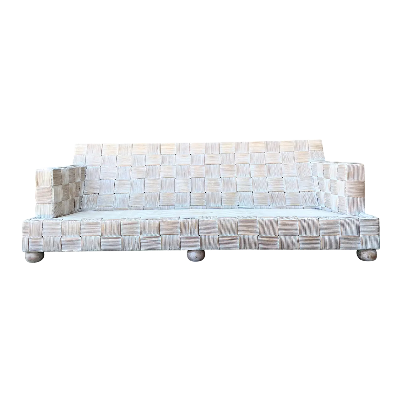 Vintage Rattan Woven Sofa After John Hutton For Donghia