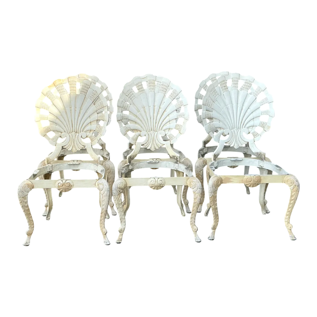 Vintage Cast Aluminum Shell Back Grotto Chairs - Set Of 6