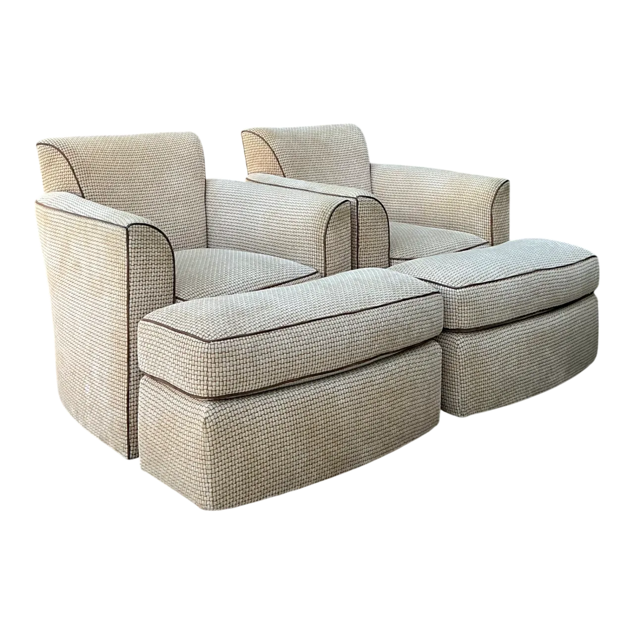 Vintage Donghia Swivel Lounge Chairs with Ottomans - A Pair