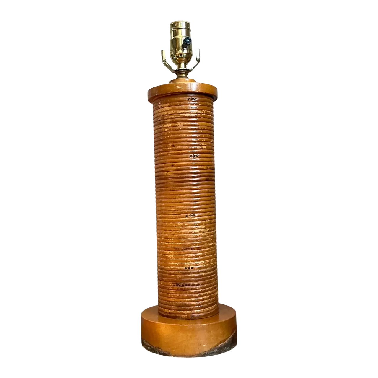 Vintage Pencil Reed and Wood Table Lamp