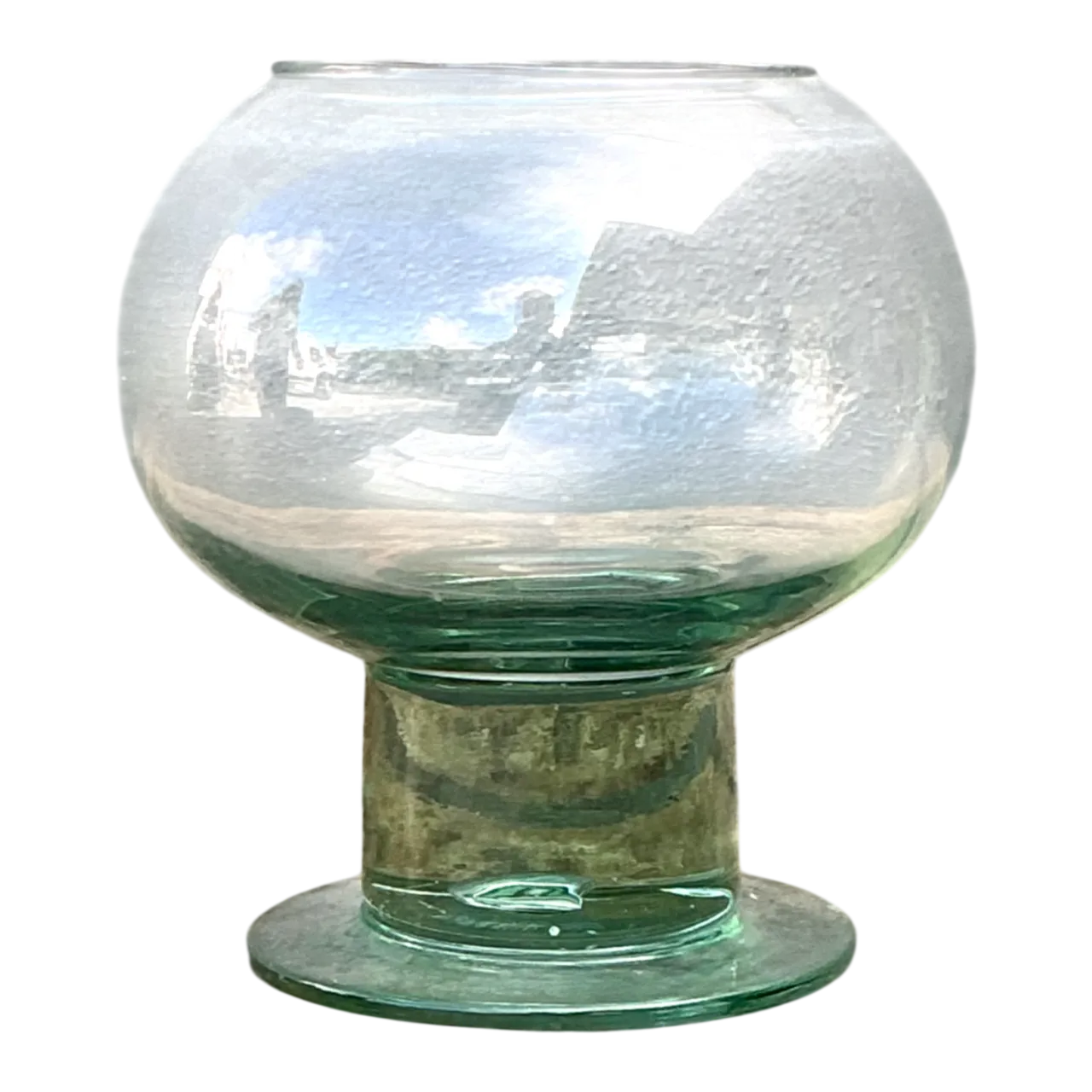 Vintage Green Pedestal Glass Vase