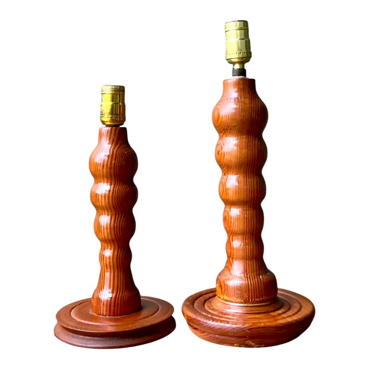 Vintage Sculptural Wood Table Lamps - A Pair
