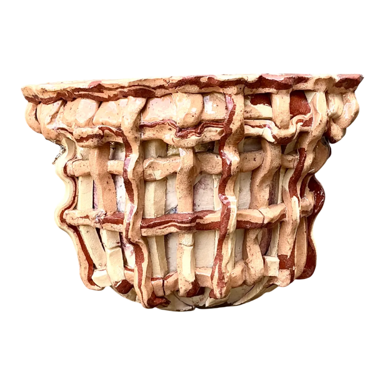 Vintage Sculptural Ceramic Basket Planter