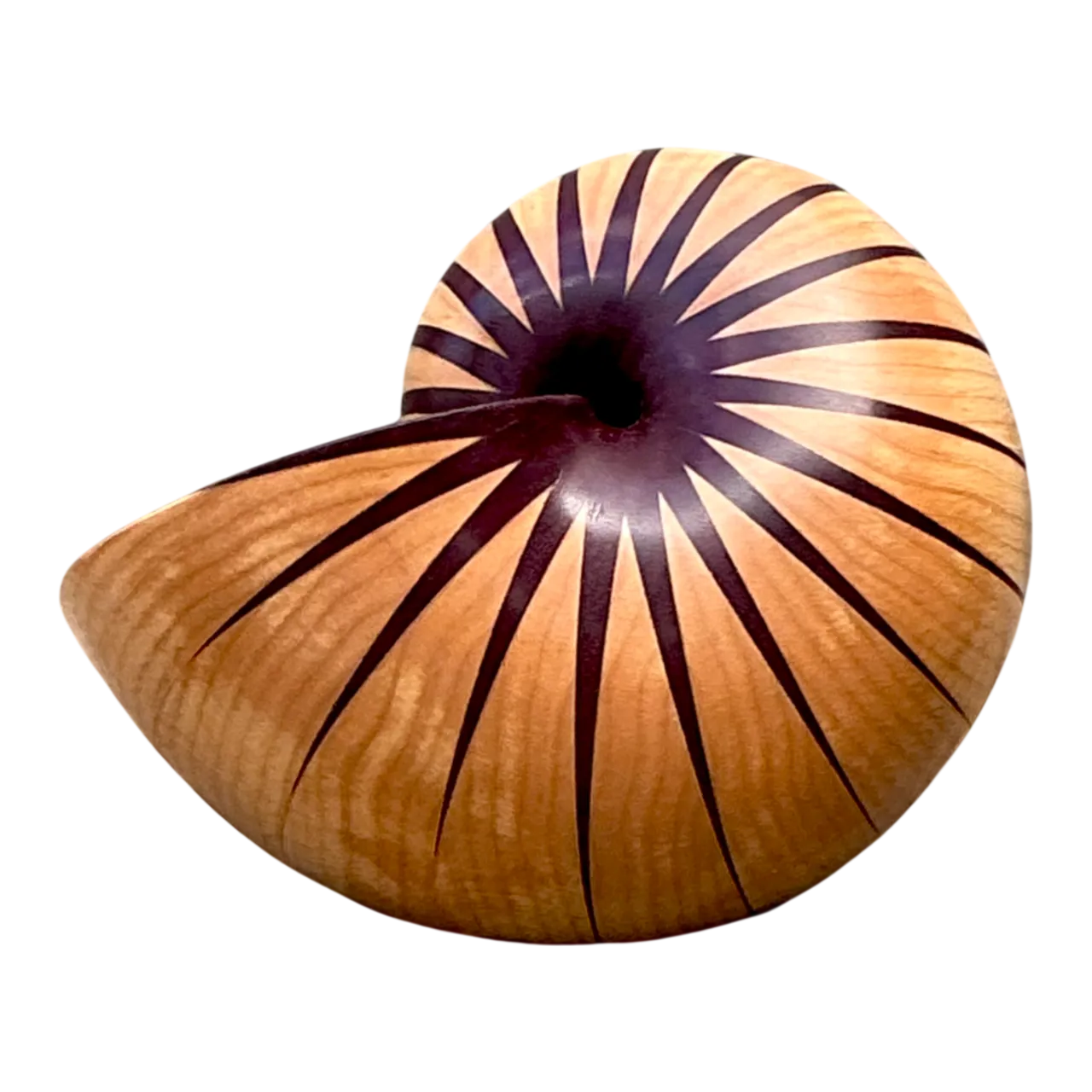 Vintage Handcrafted Wood Nautilus Form