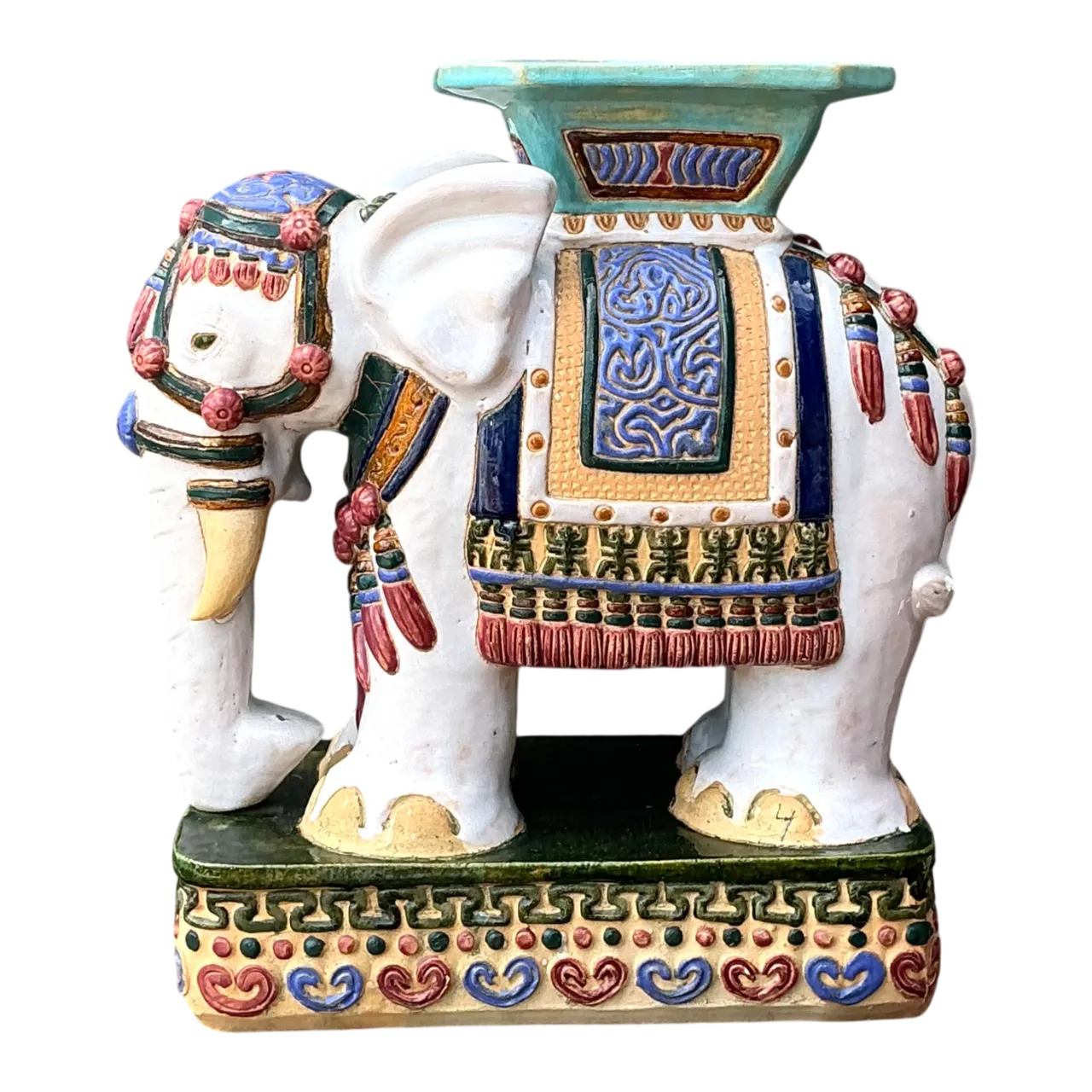 Vintage Ceramic Elephant Low Stool