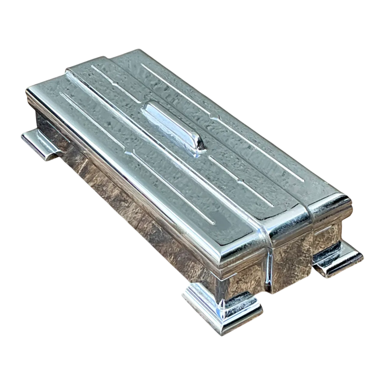 Vintage Deco Metal Lidded Box