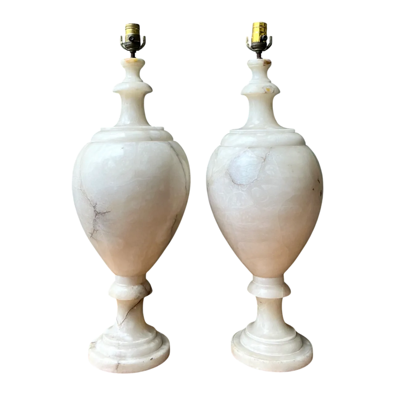 Vintage Alabaster Urn Form Lamps
