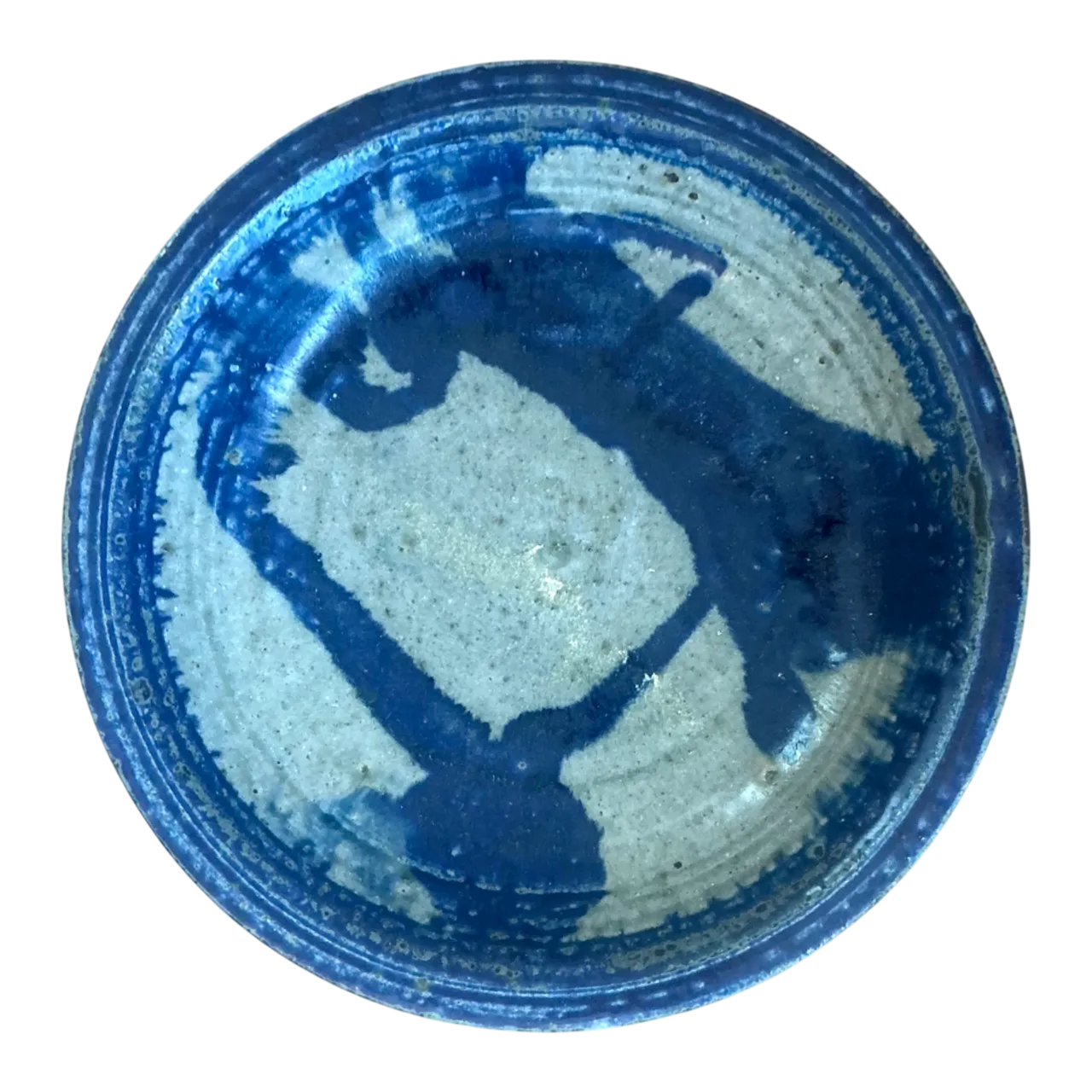 Vintage Blue Abstract Ceramic Bowl